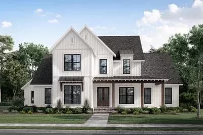 2-Story Modern Farmhouse with Home Office and Large Rear Porch