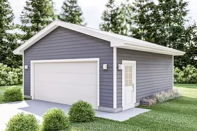 2-Car Detached Garage or Stand-alone Workshop Plan - 484 Sq Ft
