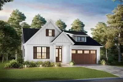 3-Bed New American House Plan with Open Concept Living Space - 1373 Sq Ft