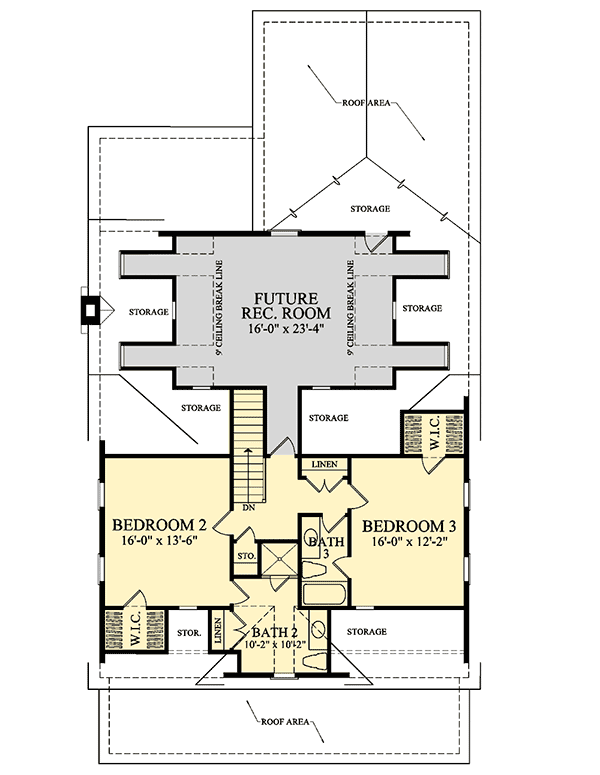 Plan 32597WP: Front and Rear Porches - Floor Plan - 2nd Floor - Country, Southern