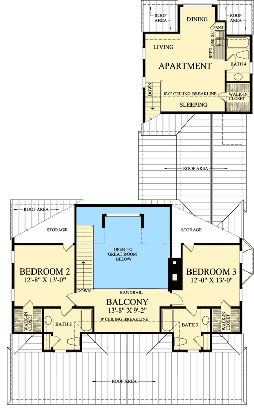 Plan 32601WP: Country Home with Garage Apartment - Floor Plan - 2nd Floor - Country, Southern
