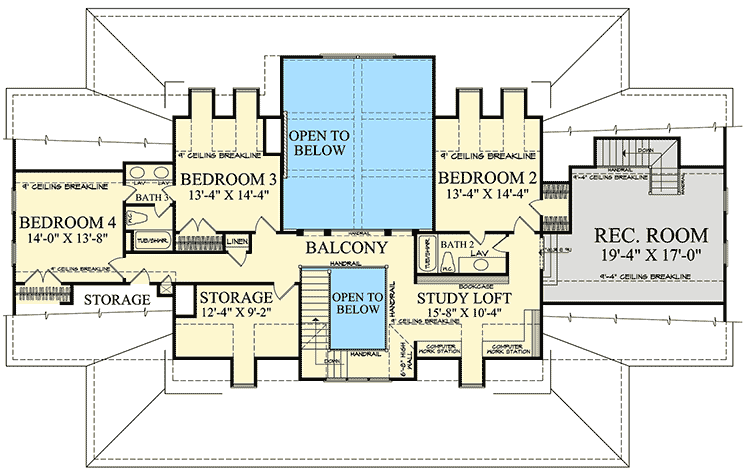 Plan 32605WP: Southern Country Living - Floor Plan - 2nd Floor - Country, Southern