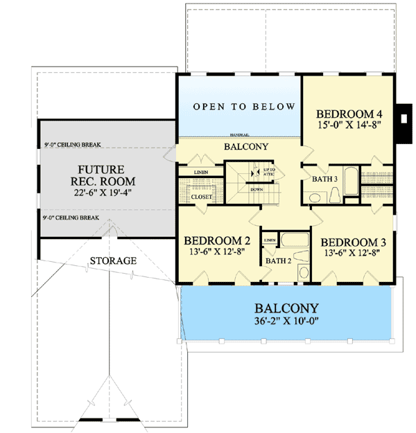 Plan 32609WP: Shingle Style Home with First Floor Master - 3277 Sq Ft - Floor Plan - 2nd Floor - Colonial, Shingle, Traditional