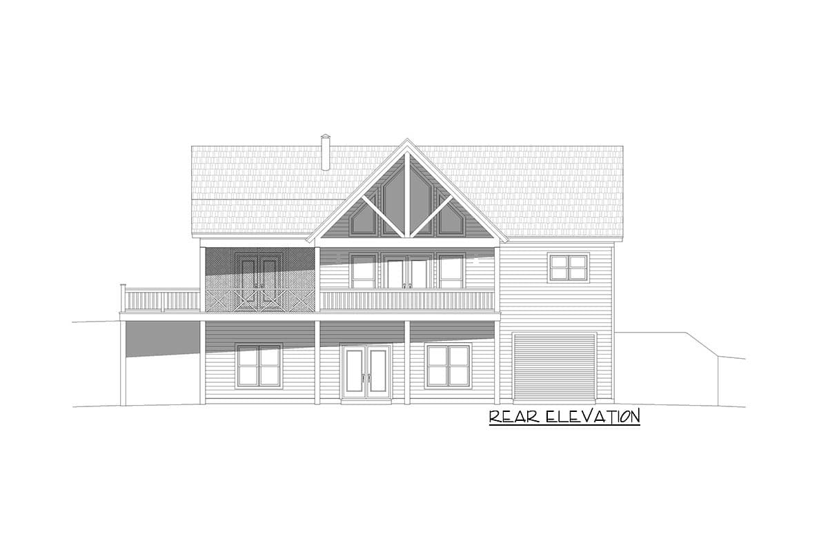 Plan 68777VR: Lake House with Drive-under Garage in Back and an Open Vaulted Interior - Image #4 - Country, Mountain, Ranch