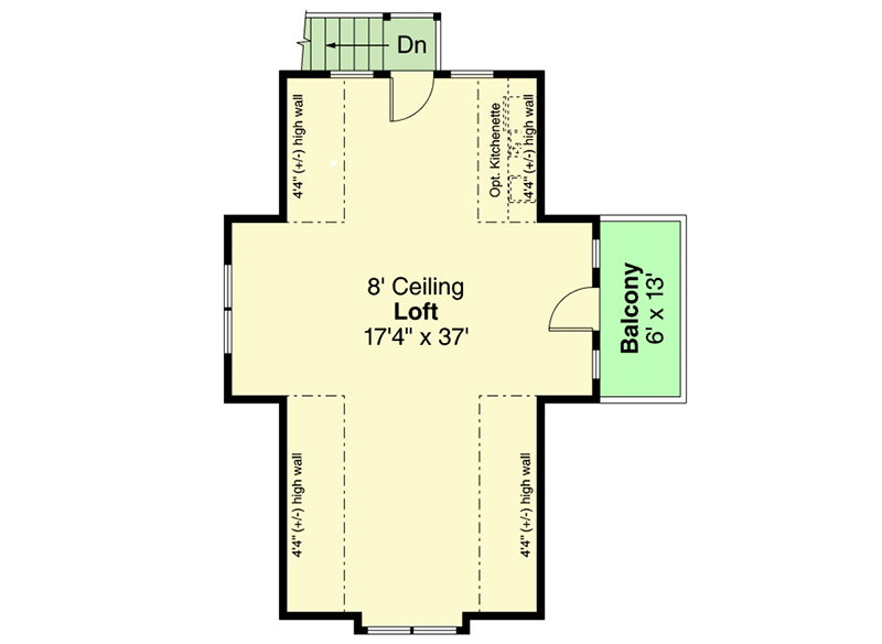 Plan 720053DA: 2-Car Detached Garage with Balcony Off Upstairs Loft - Floor Plan - 2nd Floor - Country, Craftsman, Rustic