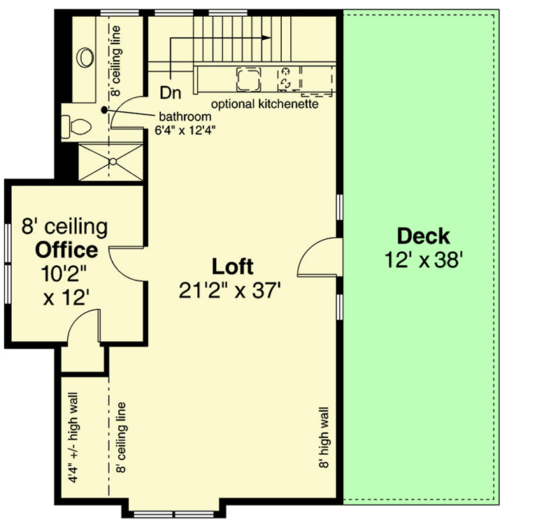 Plan 720054DA: 2-Car Garage with Upstairs Loft and Office - Floor Plan - 2nd Floor - Carriage, Country, Rustic, Traditional