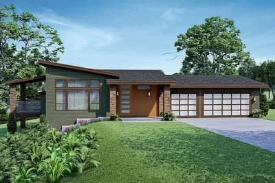 Modern U-shaped House Plan with Den and Open-Concept Living Space 
