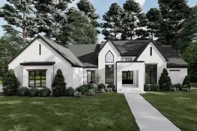One-Story Transitional House Plan with Modern Elegance Laundry Access from the Master Suite - 2370 S