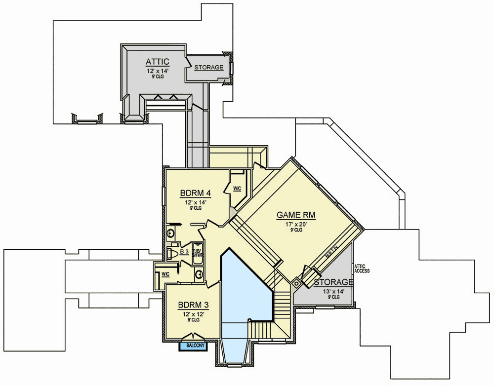 Plan 36663TX: Fantastic 2-Story Home Plan with Split-Bed Layout and Game Room - Floor Plan - 2nd Floor