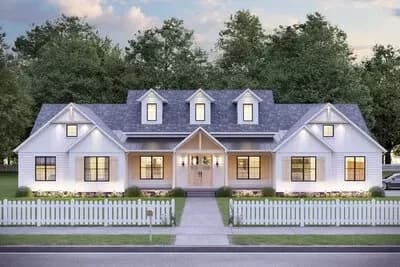 4-Bed Modern Farmhouse House Plan with Home Office - 3345 Sq Ft
