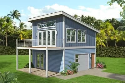 Contemporary Loft Plan with Large Second Floor Balcony