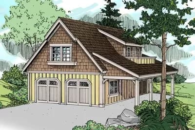Craftsman Garage with Upstairs Attic and Balcony