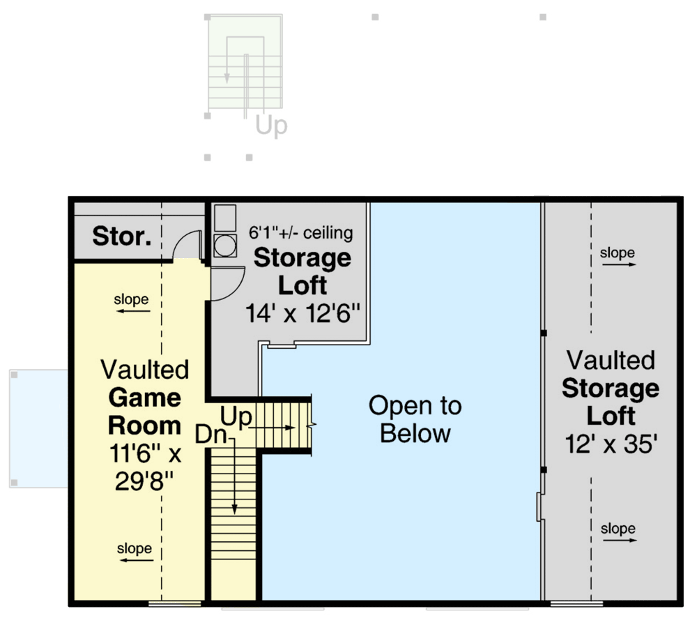 Plan 720077DA: Barndominium Garage Apartment with Home Office and Game Room - Floor Plan - 2nd Floor - Barndominium, Carriage, Country