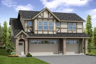 Garage Apartment with Vaulted Ceilings and European Styling