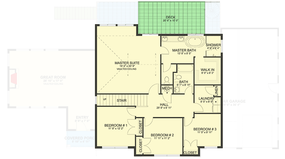 Plan 61386UT: Exclusive Transitional House Plan with Multi-level Rear Deck - Floor Plan - 2nd Floor - Contemporary, European, Mountain, Transitional