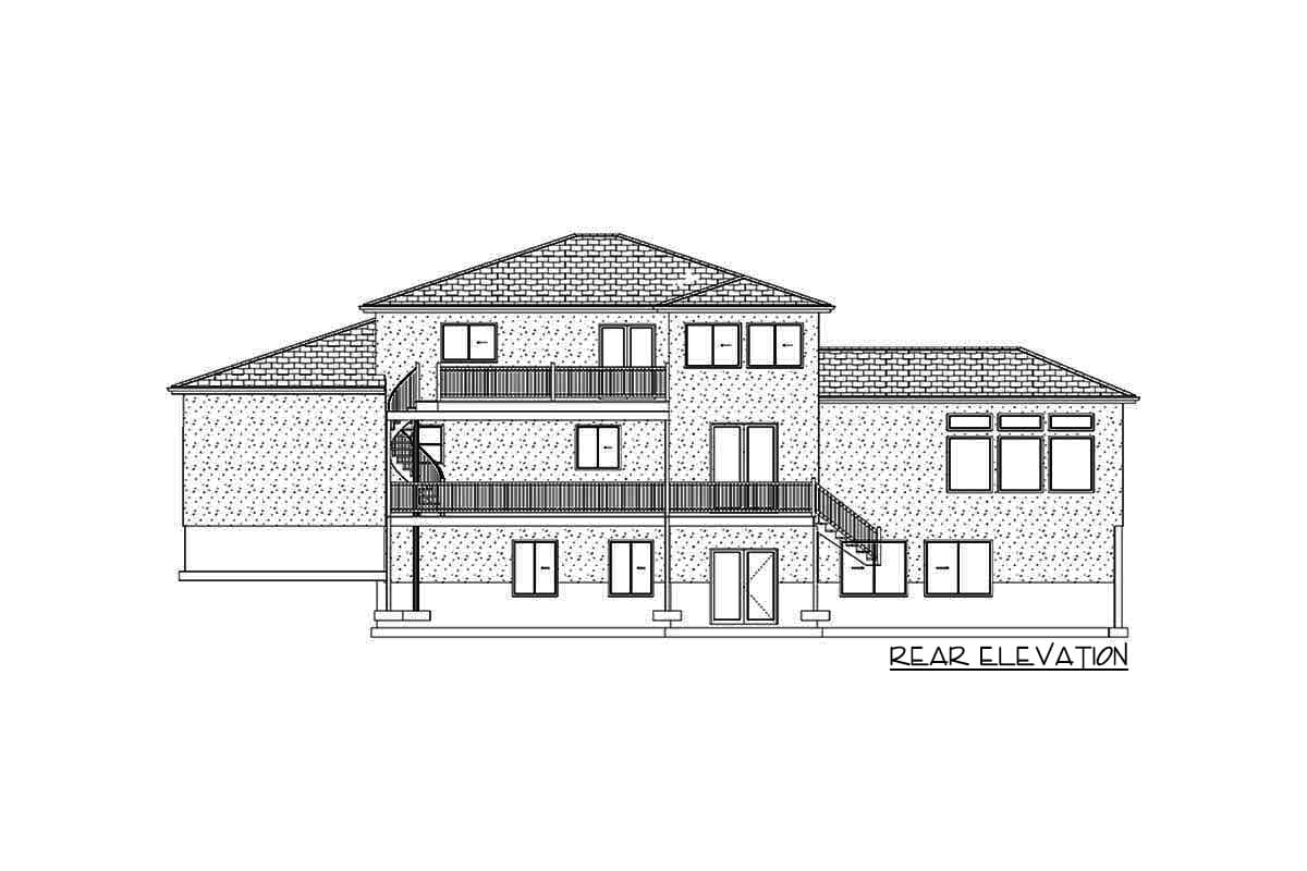 Plan 61386UT: Exclusive Transitional House Plan with Multi-level Rear Deck - Image #38 - Contemporary, European, Mountain, Transitional