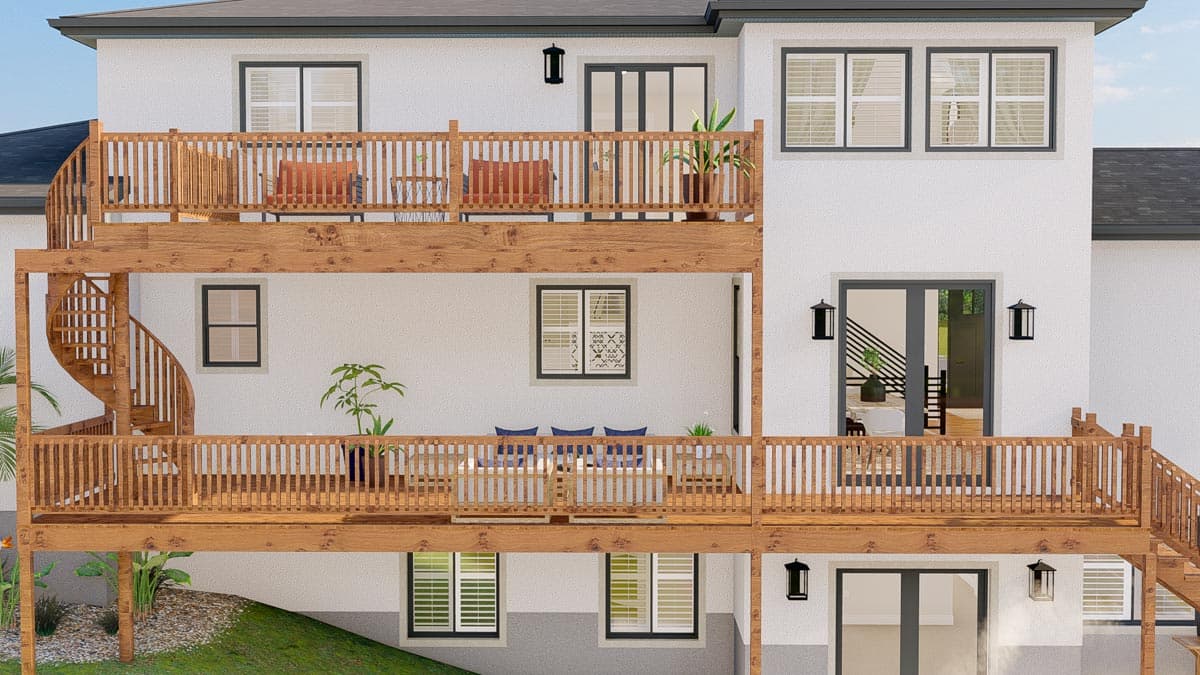 Plan 61386UT: Exclusive Transitional House Plan with Multi-level Rear Deck - Image #8 - Contemporary, European, Mountain, Transitional