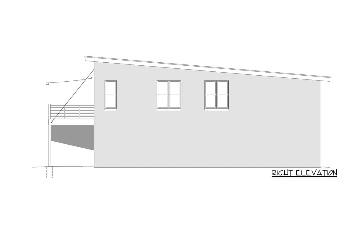 Plan 68782VR: Two-story Contemporary Home Plan with Great Views Upstairs and Tandem Parking Below - Image #6 - Contemporary, Mid Century Modern, Modern, Mountain