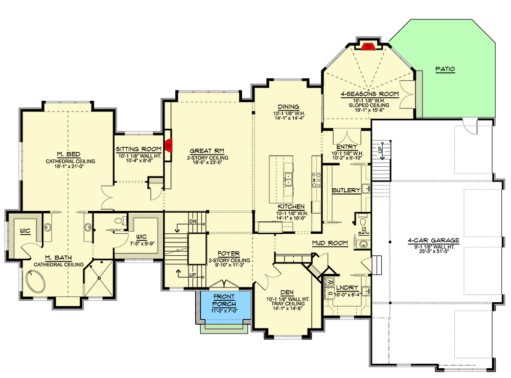 Plan 135058GRA: Transitional European Home Plan with Optional Lower Level and Bonus Room - Floor Plan - Main Level - Colonial, European, French Country, Southern, Transitional