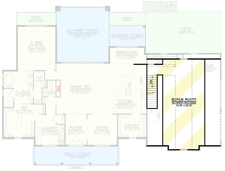 Plan 135059GRA: Modern Farmhouse Plan with Bonus Room and Optional Lower Level - Floor Plan - Optionally Finished Bonus Level - Country, Craftsman, Farmhouse, Modern Farmhouse, New American, Traditional