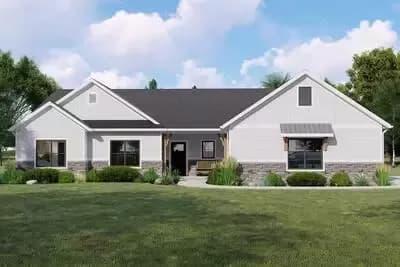 Craftsman Ranch Plan with Private Master Bedroom