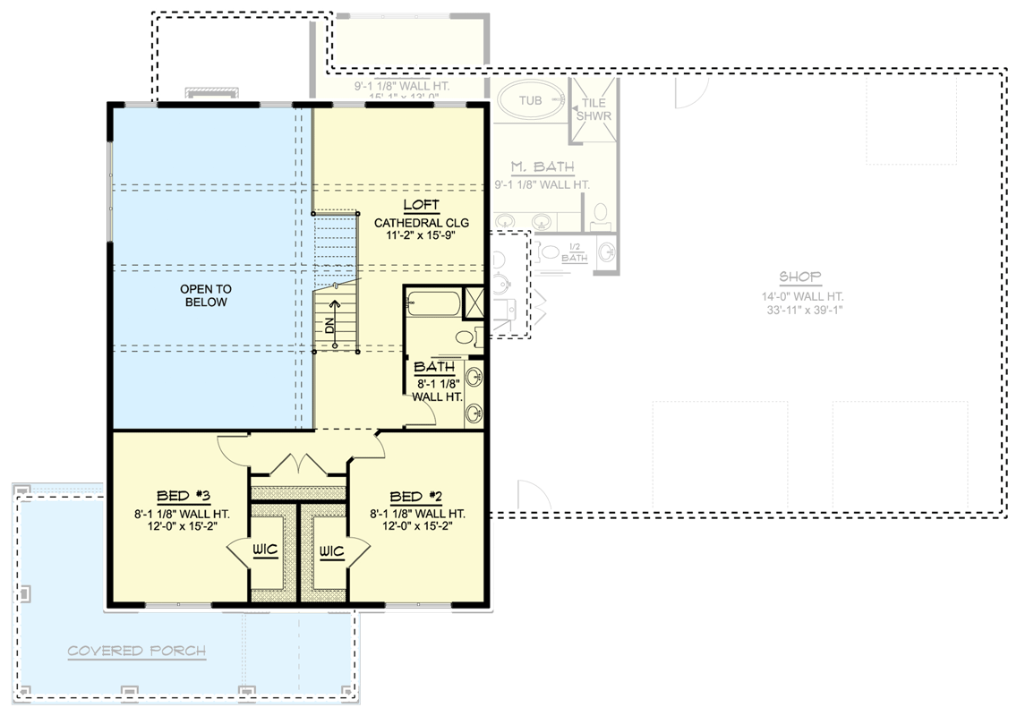 Plan 135061GRA: Barndominium with 2-Story Living Room and 4-Car Tandem Garage - 2765 Sq Ft - Floor Plan - 2nd Floor - Barndominium, Country, Traditional, Vacation