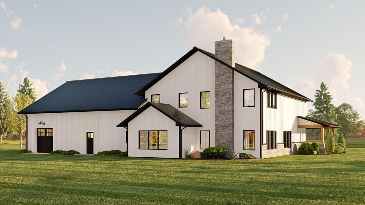 Plan 135061GRA: Barndominium with 2-Story Living Room and 4-Car Tandem Garage - 2765 Sq Ft - Image #4 - Barndominium, Country, Traditional, Vacation