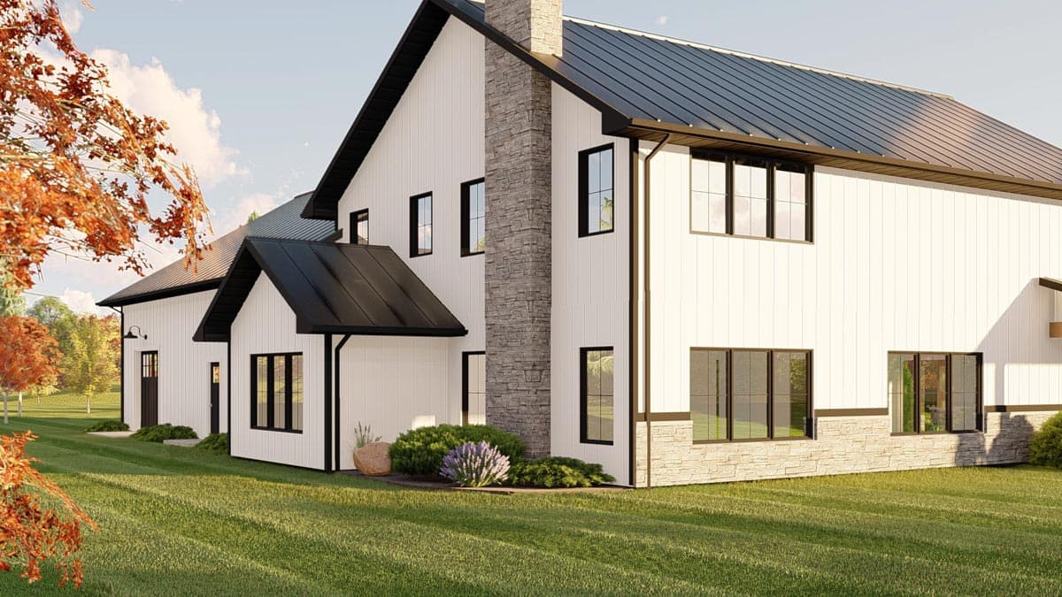 Plan 135061GRA: Barndominium with 2-Story Living Room and 4-Car Tandem Garage - 2765 Sq Ft - Image #5 - Barndominium, Country, Traditional, Vacation