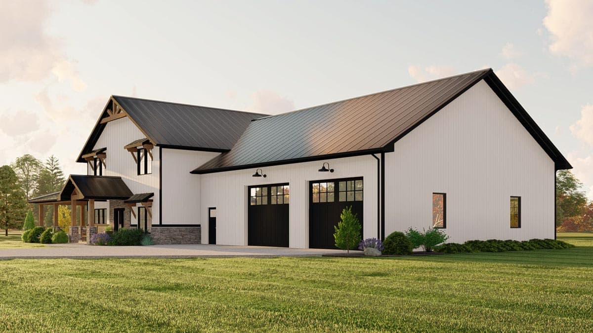 Plan 135061GRA: Barndominium with 2-Story Living Room and 4-Car Tandem Garage - 2765 Sq Ft - Image #6 - Barndominium, Country, Traditional, Vacation