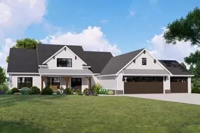 One-Story Country Craftsman Home Plan with Split-Bed Layout - 2428 Sq Ft