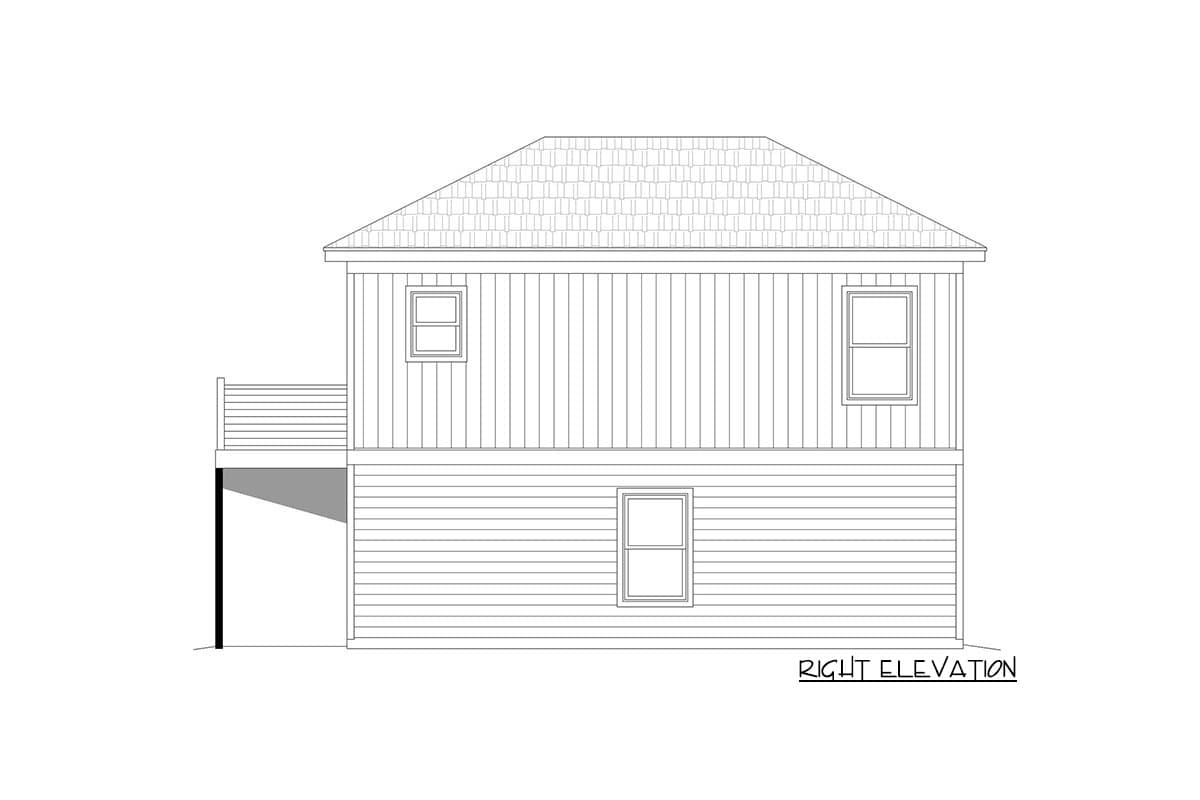 Plan 68785VR: Hip-Roofed One-Bed ADU-Friendly House Plan - 632 Sq Ft - Image #5 - Carriage, Contemporary, Prairie