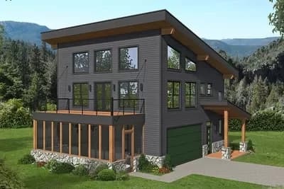 Modern House Plan with Art Loft Accessible by a Ladder - 1559 Sq Ft