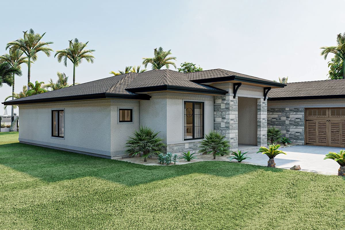 Plan 623020DJ: One-Story Mediterranean-Style House Plan with Oversized 2-Car Garage - 2306 Sq Ft - Image #4 - Coastal, European, Florida-Style, Mediterranean, Ranch, Tuscan