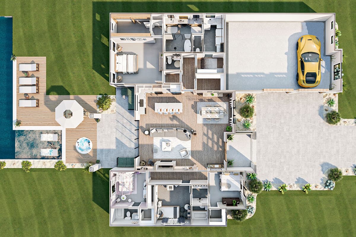 Plan 623020DJ: One-Story Mediterranean-Style House Plan with Oversized 2-Car Garage - 2306 Sq Ft - Image #20 - Coastal, European, Florida-Style, Mediterranean, Ranch, Tuscan