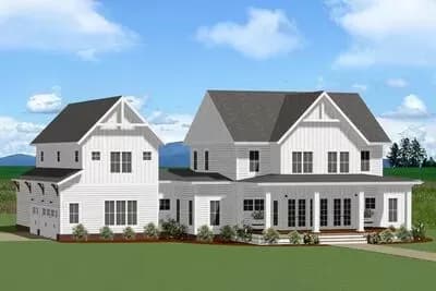 3-Bed Farmhouse Plan with Man Cave Above the 3-Car Side-Load Garage
