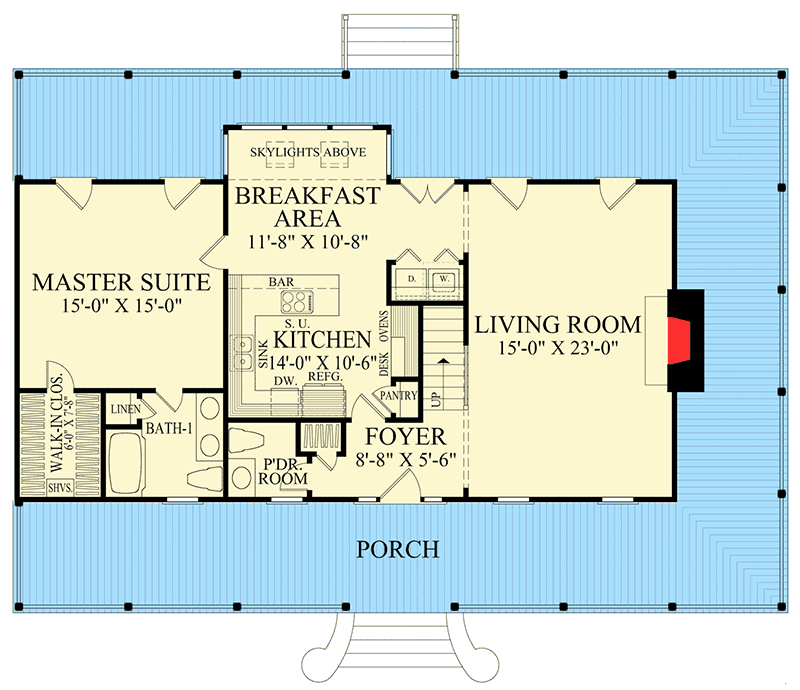 Plan 32637WP: Distinctive Wrap-Around Porch - Floor Plan - Main Level - Country, Southern
