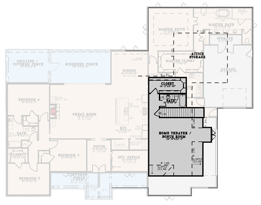Plan 70816MK: 4-Bed Country Craftsman House Plan with Screened Porch - Floor Plan - Bonus Level - Country, Craftsman, New American, Traditional