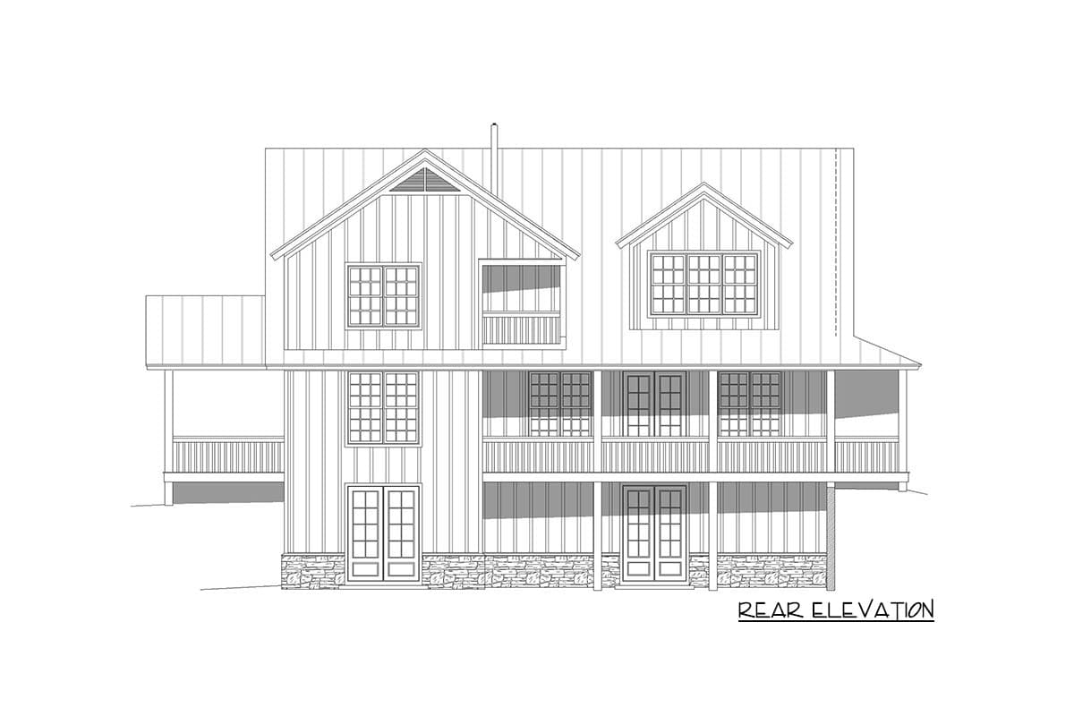 Plan 68788VR: 3-Bed Country Cottage Plan with Wraparound Covered Porch - Image #4 - Cottage, Country, Farmhouse, Mountain