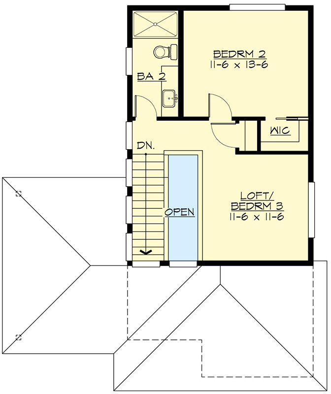 Plan 23875JD: Modern Cottage Plan with Open Living Space and Single Carport - Floor Plan - 2nd Floor - Cottage, Modern, Northwest, Prairie