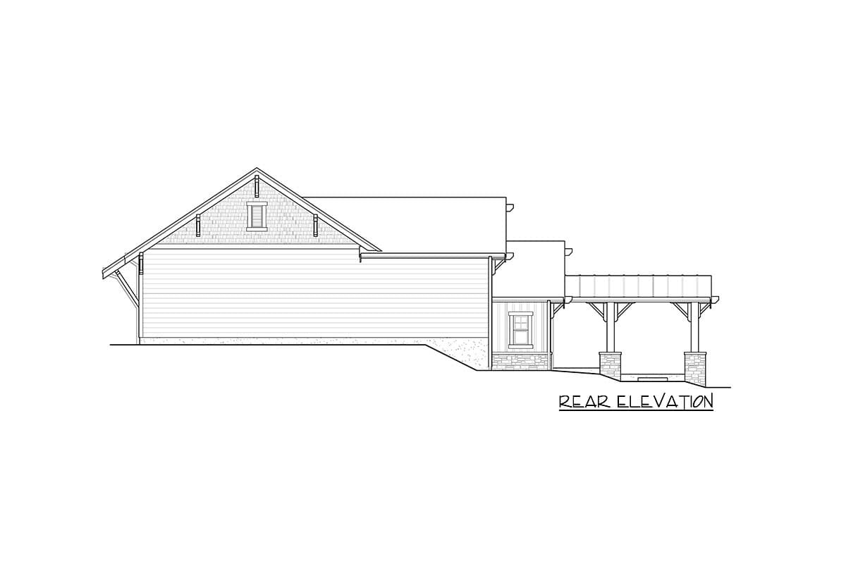 Plan 23878JD: 6-Car Tandem Garage with Half Bath and Breezeway - Image #4 - Craftsman, New American, Rustic