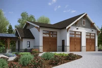 6-Car Tandem Garage with Half Bath and Breezeway