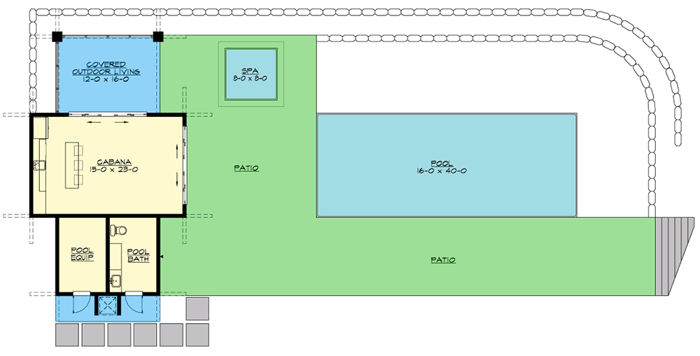 Plan 23879JD: Modern Cabana with Pool Concept - Floor Plan - Main Level - Contemporary, Prairie