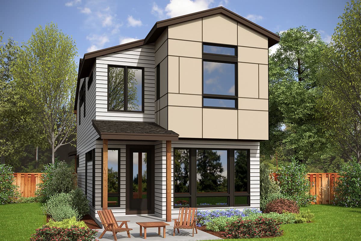 Plan 23880JD: Narrow Contemporary Two-Story Home Plan with Single Garage Bay - 1736 Sq Ft - Image #21 - Contemporary, Modern, Northwest