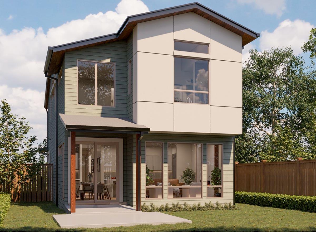 Plan 23880JD: Narrow Contemporary Two-Story Home Plan with Single Garage Bay - 1736 Sq Ft - Image #20 - Contemporary, Modern, Northwest