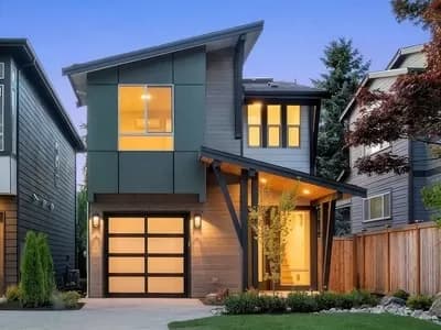 Narrow Contemporary Two-Story Home Plan with Single Garage Bay - 1736 Sq Ft