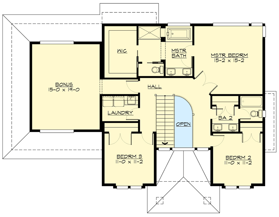Plan 23882JD: Two-story Mountain Craftsman Home Plan with Den and Bonus Room - Floor Plan - 2nd Floor - Craftsman, Mountain, Northwest, Prairie