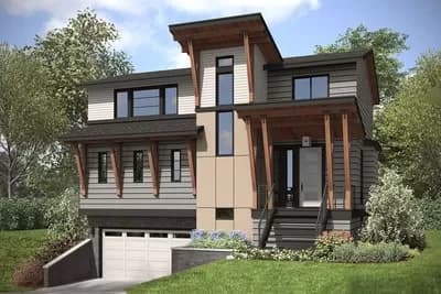 Modern Northwest Home Plan for Forward-sloped Lot 