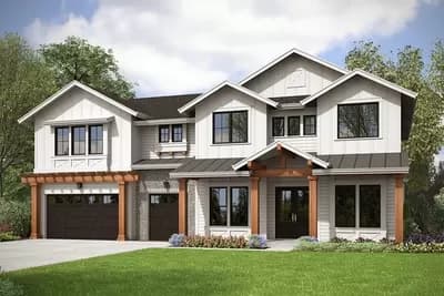 Modern Farmhouse Plan with Open-Concept Living Area and Bonus Room
