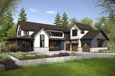 Luxury 4-Bed Transitional Farmhouse Plan with In-Law Suite