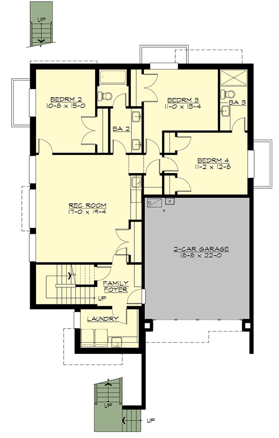 Plan 23900JD: Contemporary Home Plan for an Up-sloping Lot - Floor Plan - Lower Level - Contemporary, Modern, Northwest